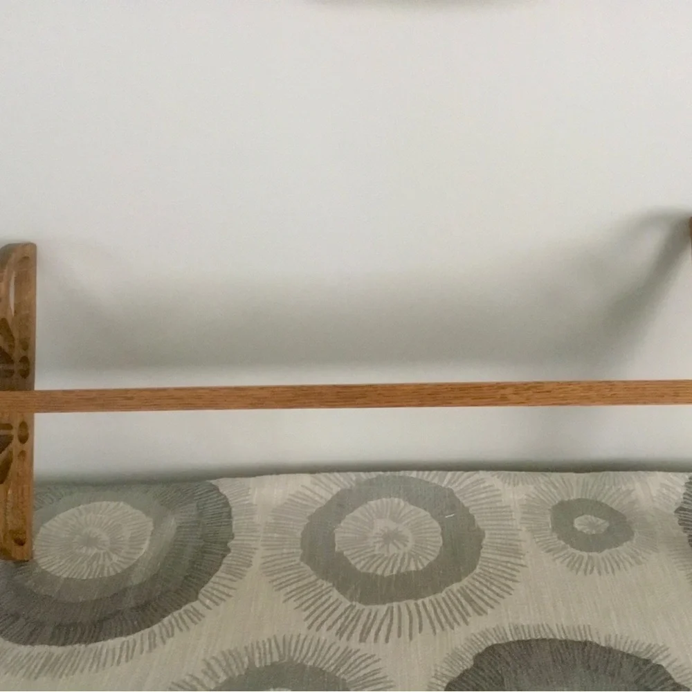 Solid oak dish display decorative farmhouse wall shelf reversible 24”